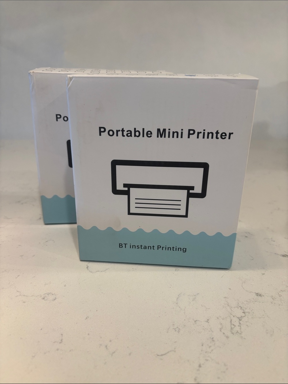 Portable Mini Printer - White & Light Blue - BT Instant Printing